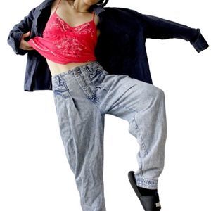 Vintage 80s Forenza super high rise acid wash darted mom jeans